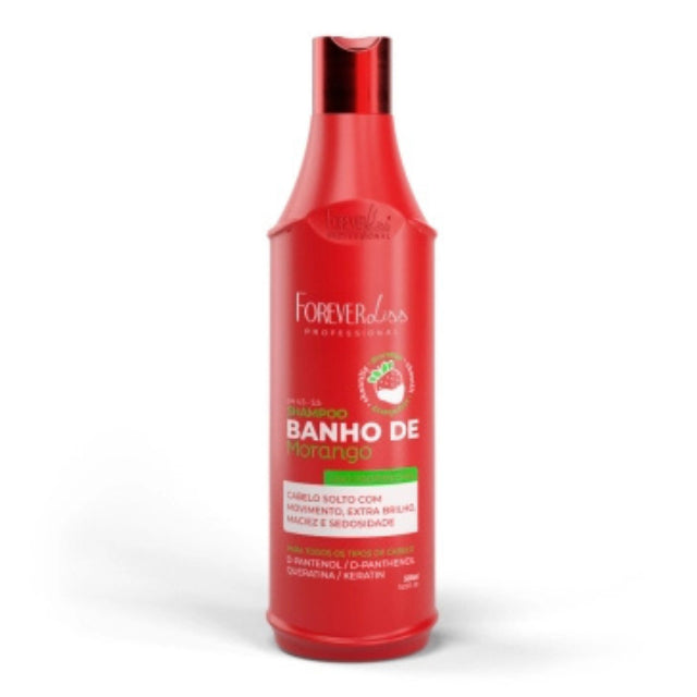 Forever Liss Banho de Verniz Morango Luminous Shampoo 500ml front view – Buy now at MKPBR.COM – Worldwide Shipping