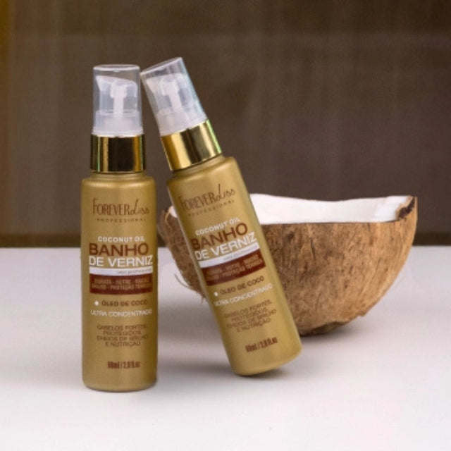 Forever Liss Banho de Verniz oil providing a professional thermal protection shield – Buy now at MKPBR.COM – Worldwide Shipping