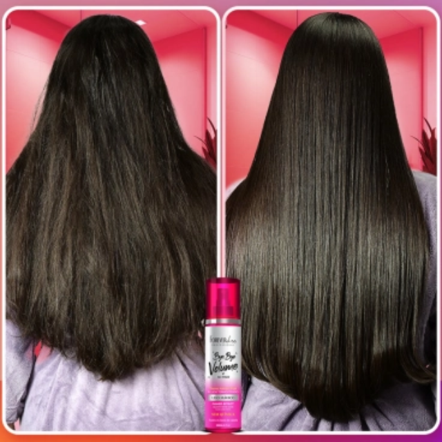 Before and after results of Forever Liss Bye Bye Volume showing frizz-free hair – Buy now at MKPBR.COM – Worldwide Shipping