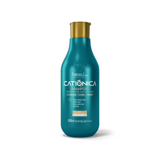 Forever Liss Catiônica Anti-Frizz Cationic Shampoo 300ml front view – Buy now at MKPBR.COM – Worldwide Shipping