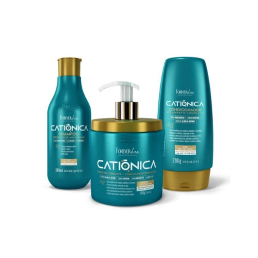 Forever Liss Catiônica Complete 3-Piece Ionic Kit for anti-frizz and volume control – Buy now at MKPBR.COM – Worldwide Shipping