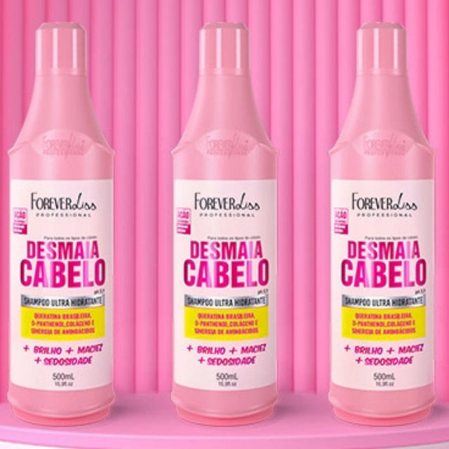 Forever Liss Desmaia Cabelo shampoo pH balanced formula for hair fiber protection – Buy now at MKPBR.COM – Worldwide Shipping