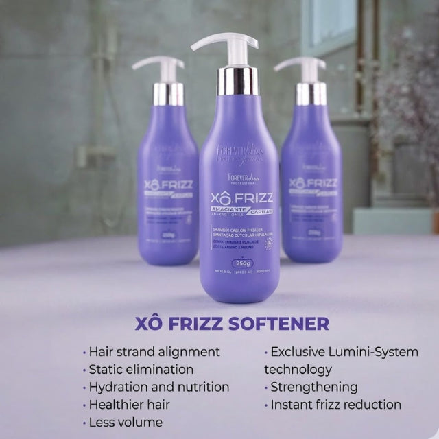 Smooth aligned hair results after using Forever Liss Xô Frizz softener – Buy now at MKPBR.COM – Worldwide Shipping
