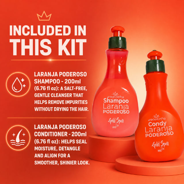 Gold Spell Laranja Poderoso Shampoo & Conditioner Duo Salt-Free Daily Cleansing – Buy now at MKPBR.COM – Worldwide Shipping