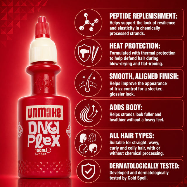 Gold Spell Unmake DNAPLEX Hair Finisher Thermal Heat Protection Formula – Buy now at MKPBR.COM – Worldwide Shipping