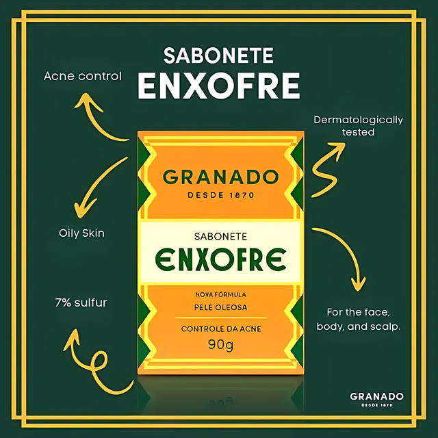Granado Enxofre Sulfur 7 Percent Soap for oily scalp management – Buy now at MKPBR.COM – Worldwide Shipping