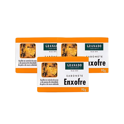 Granado Enxofre Sulfur Soap Kit (3 bars) for acne control – Buy now at MKPBR.COM – Worldwide Shipping