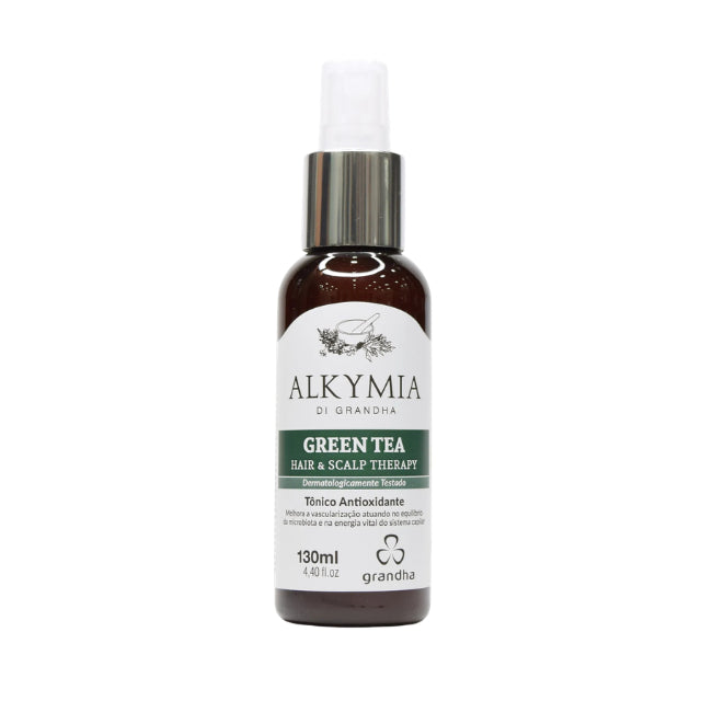 Grandha Alkymia Green Tea Hair and Scalp Therapy Tonic 130ml front view – Buy now at MKPBR.COM – Worldwide Shipping