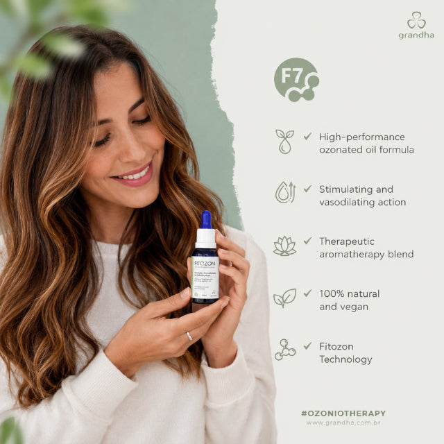 Grandha Fitozon Pure Intensity F7 Hair Follicle Nutrition and Biomodulation Oil 30ml containing ozonized oils and rosemary – Buy now at MKPBR.COM – Worldwide Shipping
