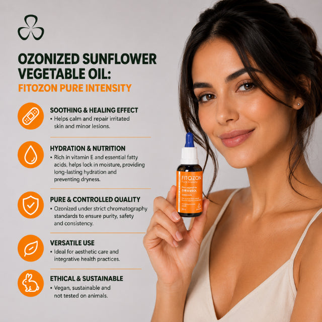 Grandha Fitozon Pure Intensity Ozonized Sunflower Oil 30ml therapeutic moisturizing benefits – Buy now at MKPBR.COM – Worldwide Shipping