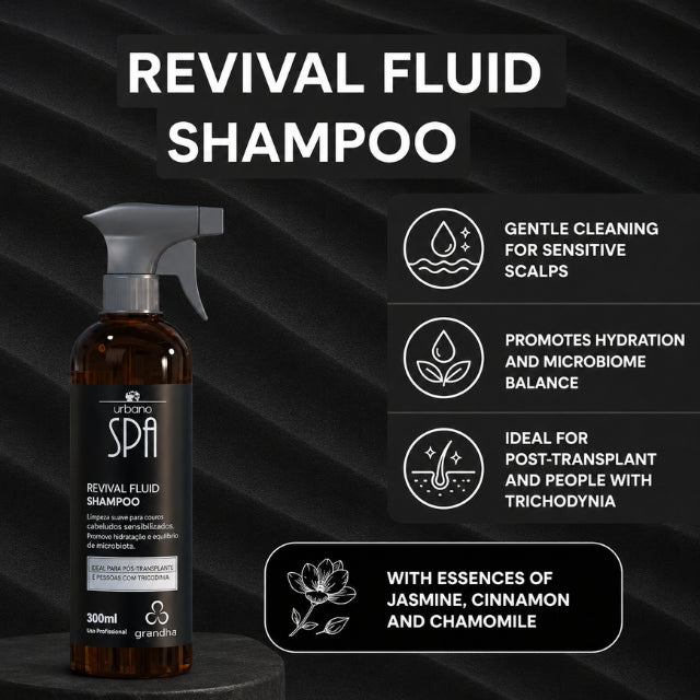 Grandha Revival Fluid Shampoo Ultra-Gentle Sensitive Scalp Cleanser 16.91 fl oz (500 ml) with hyaluronic acid – Buy now at MKPBR.COM – Worldwide Shipping