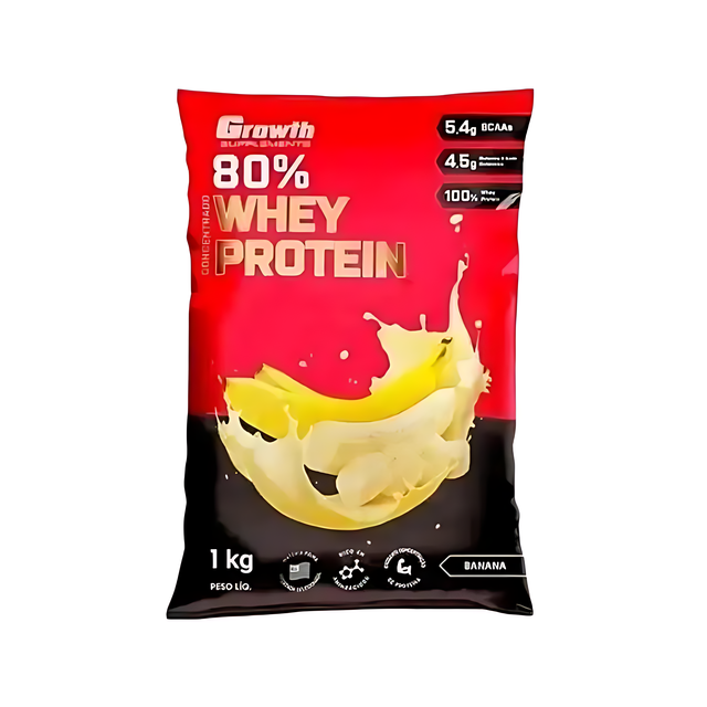 Growth Supplements Concentrated Whey Protein 2.2 lb (1000g) - Delicious Banana flavor for muscle growth – Buy now at MKPBR.COM – Worldwide Shipping