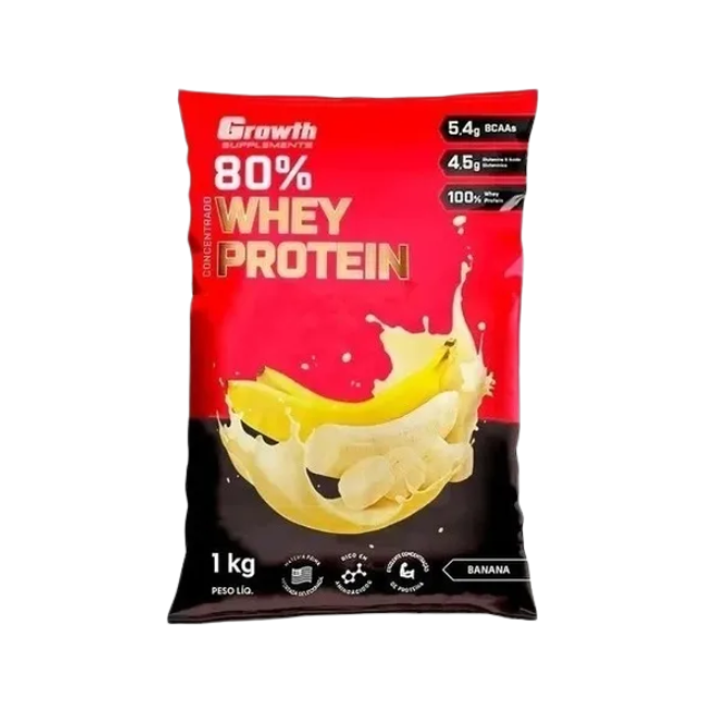 Growth Supplements Concentrated Whey Protein 2.2 lb (1000g) - Delicious Banana flavor for muscle growth – Buy now at MKPBR.COM – Worldwide Shipping