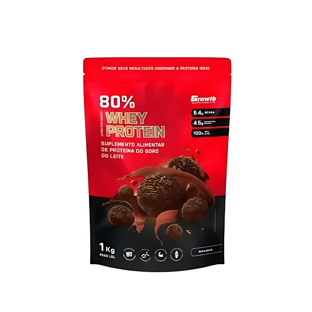 Growth Supplements Concentrated Whey Protein 2.2 lb (1000g) - Indulgent Brigadeiro (Brazilian Fudge) flavor for post-workout – Buy now at MKPBR.COM – Worldwide Shipping
