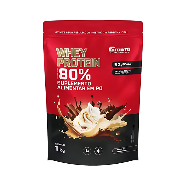 Growth Supplements Concentrated Whey Protein 2.2 lb (1000g) - Aromatic Cappuccino flavor for energized workouts – Buy now at MKPBR.COM – Worldwide Shipping