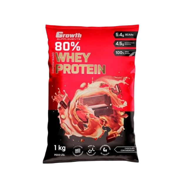 Growth Supplements Concentrated Whey Protein 2.2 lb (1000g) - Delicious Chocolate Peanut flavor for muscle building – Buy now at MKPBR.COM – Worldwide Shipping