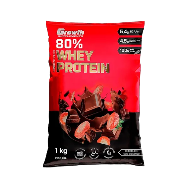Growth Supplements Concentrated Whey Protein 2.2 lb (1000g) - Luscious Chocolate Strawberry flavor for recovery – Buy now at MKPBR.COM – Worldwide Shipping