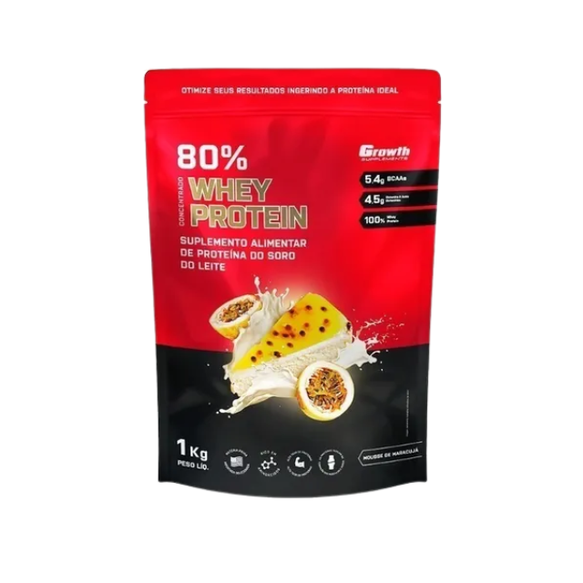 Growth Supplements Concentrated Whey Protein 2.2 lb (1000g) - Tropical Passion Fruit Mousse flavor for a unique protein experience – Buy now at MKPBR.COM – Worldwide Shipping