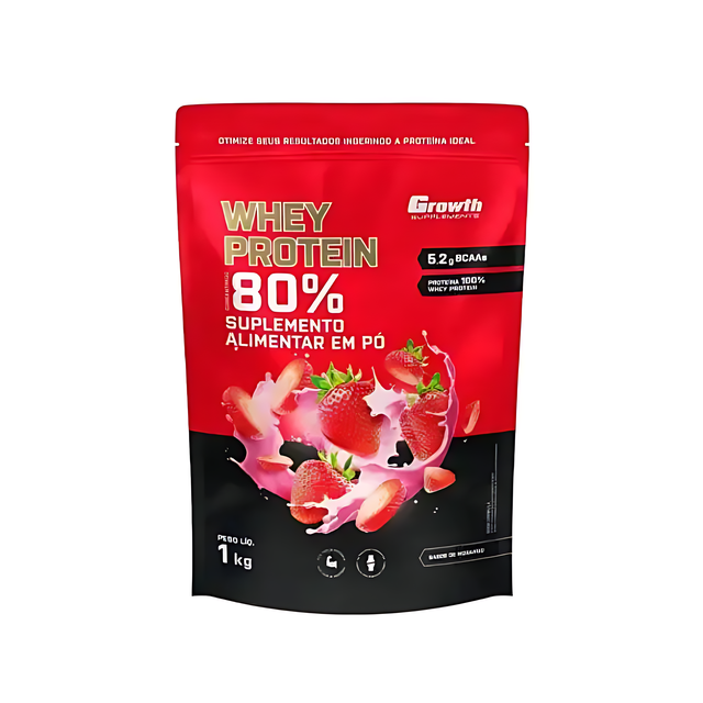 Growth Supplements Concentrated Whey Protein 2.2 lb (1000g) - Fresh Strawberry flavor for vibrant muscle recovery – Buy now at MKPBR.COM – Worldwide Shipping
