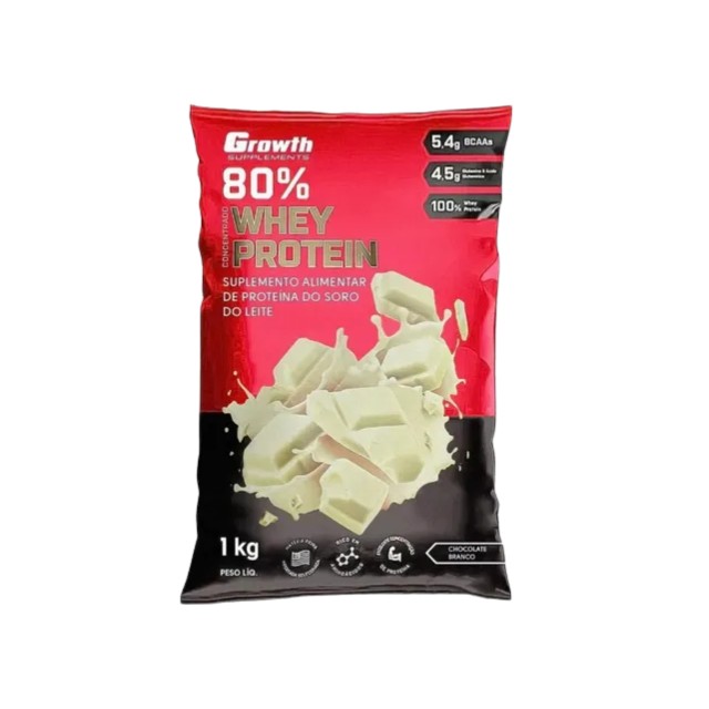 Growth Supplements Concentrated Whey Protein 2.2 lb (1000g) - Smooth White Chocolate flavor for a sweet protein boost – Buy now at MKPBR.COM – Worldwide Shipping