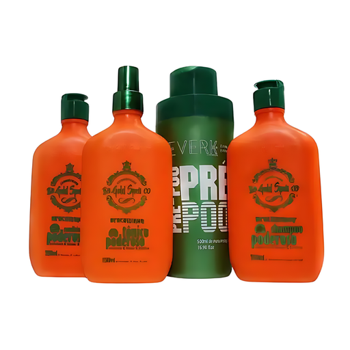 Gold Spell Co. Power & Protection complete 4-piece hair kit with Receitinha Poderosa shampoo, tonic, and Everk Preto Power 500ml - Buy now at MKPBR.COM - Worldwide Shipping