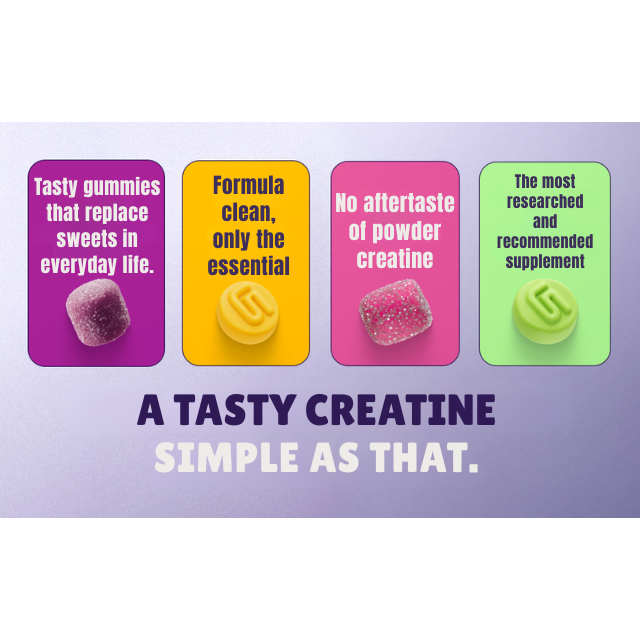 Guday Creatine Gummies (Assorted Flavors) – 60 Gummies (30 Servings), 1.5 g Creatine per Gummy – Easy Daily Performance Routine – 10.58 oz (300 g) daily routine lifestyle – Buy now at MKPBR.COM – Worldwide Shipping
