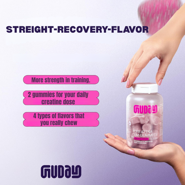 Guday Creatine Gummies – 60 Gummies (30 Servings), 1.5 g Creatine per Gummy – Easy Daily Performance Routine – 10.58 oz (300 g) two-gummy serving – Buy now at MKPBR.COM – Worldwide Shipping
