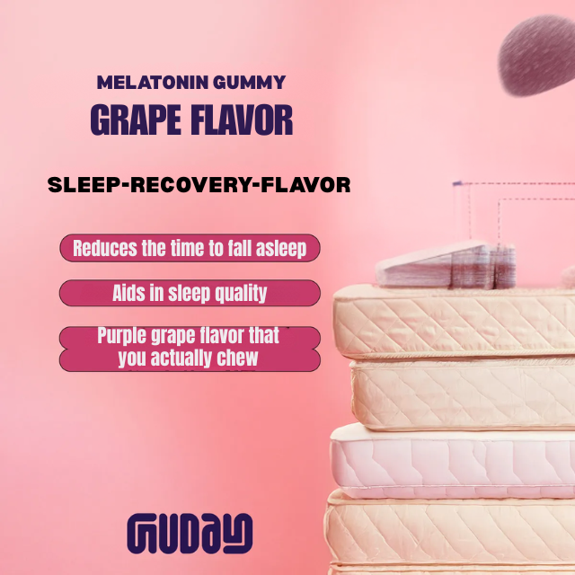 Guday Melatonin Gummies (Purple Grape) – 60 Gummies, 0.21 mg Melatonin per Gummy – Nighttime Routine Support – 2.12 oz (60 g) bedtime routine lifestyle – Buy now at MKPBR.COM – Worldwide Shipping
