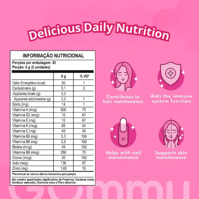 Gummy Hair Vitamin Gummies for Healthy Hair, Skin & Nails - 60 Gummies - 6.35 oz (180 g) – Your daily beauty boost for comprehensive care – Buy now at MKPBR.COM – Worldwide Shipping