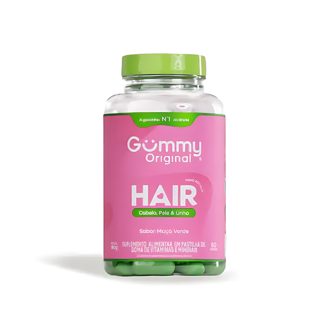 Gummy Hair Vitamin Gummies for Healthy Hair, Skin & Nails Green Apple - 60 Gummies - 6.35 oz (180 g) – Delicious heart-shaped vitamins for vibrant beauty – Buy now at MKPBR.COM – Worldwide Shipping