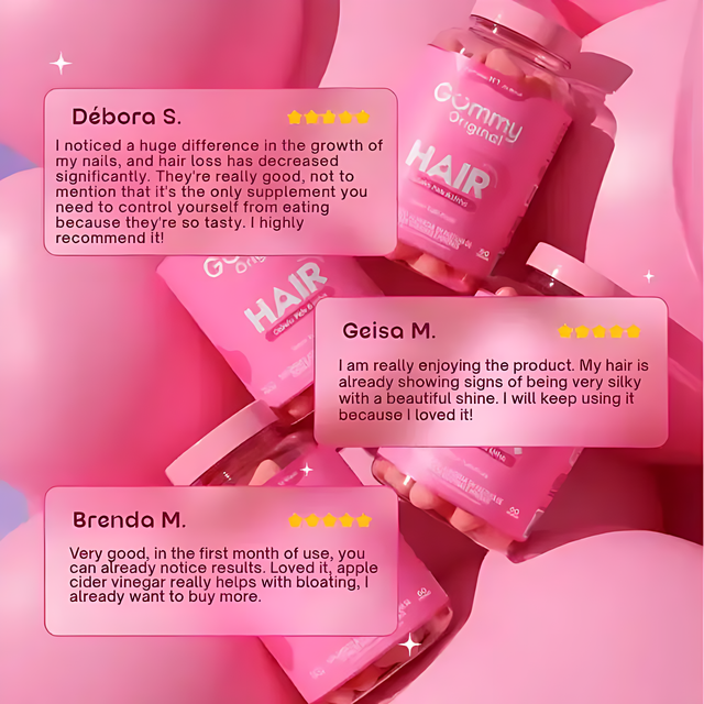 Gummy Hair Vitamin Gummies for Healthy Hair, Skin & Nails - 60 Gummies - 6.35 oz (180 g) – Enhances skin complexion and overall radiance – Buy now at MKPBR.COM – Worldwide Shipping