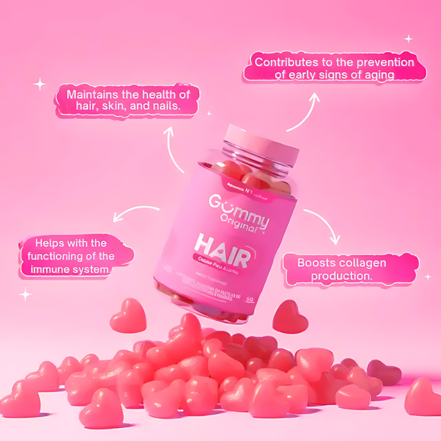 Gummy Hair Vitamin Gummies for Healthy Hair, Skin & Nails - 60 Gummies - 6.35 oz (180 g) – Supports stronger nails and radiant skin – Buy now at MKPBR.COM – Worldwide Shipping