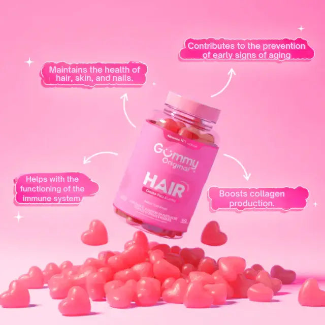Gummy Hair Vitamin Gummies for Healthy Hair, Skin & Nails - 60 Gummies - 6.35 oz (180 g) – Supports stronger nails and radiant skin – Buy now at MKPBR.COM – Worldwide Shipping