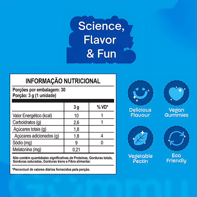 Gummy Night Melatonin Gummies - Raspberry Flavor - 30 Gummies - 3.17 oz (90 g) – Vegan and plant-based sleep support gummies – Buy now at MKPBR.COM – Worldwide Shipping