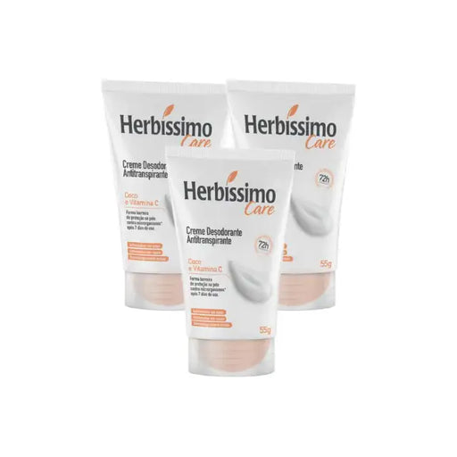 Herbíssimo Care Coconut & Vitamin C Antiperspirant Kit 3 Units – 72H Protection – Buy now at MKPBR.COM – Worldwide Shipping