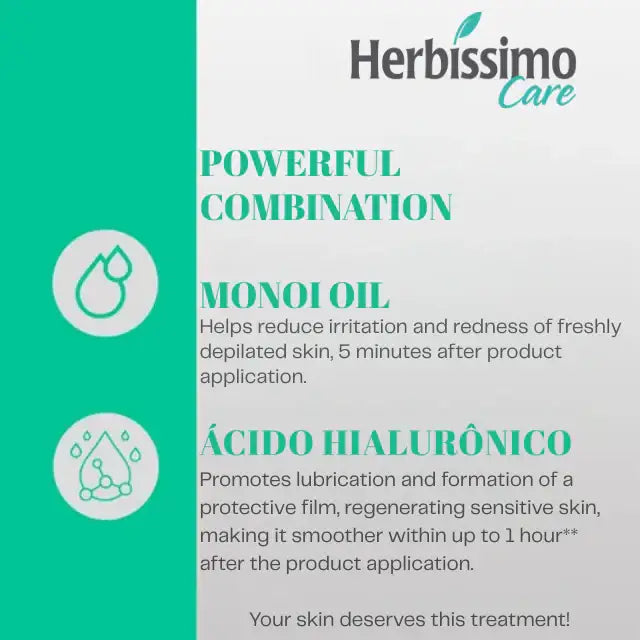 Herbíssimo Care Monoi & Hyaluronic Acid Kit Benefits – Alcohol-Free Formula – Buy now at MKPBR.COM – Worldwide Shipping
