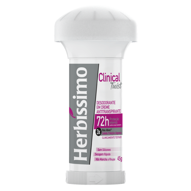 Herbíssimo Clinical Rosa Twist Antiperspirant 45g Front – Buy now at MKPBR.COM – Worldwide Shipping
