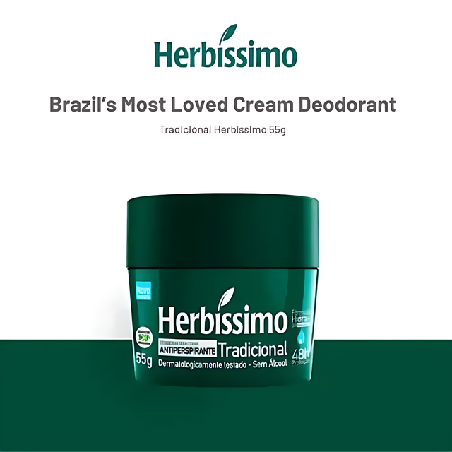 Herbíssimo Cream Deodorant Brazil Loved Item – Gentle Skin Protection – Buy now at MKPBR.COM – Worldwide Shipping