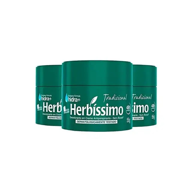 Herbíssimo Cream Deodorant Kit 3 Units – Long-Lasting Freshness – Buy now at MKPBR.COM – Worldwide Shipping