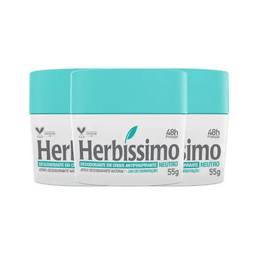 Herbíssimo Neutral Antiperspirant Cream Deodorant Kit 3 Units – 48H Protection – Buy now at MKPBR.COM – Worldwide Shipping