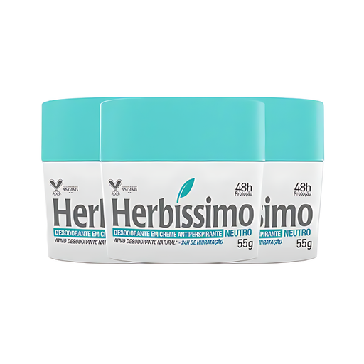 Herbíssimo Neutral Antiperspirant Cream Deodorant Kit 3 Units – 48H Protection – Buy now at MKPBR.COM – Worldwide Shipping