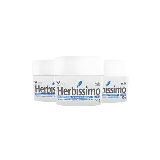 Herbíssimo Talc Antiperspirant Cream Deodorant Kit 3 Units – 48H Protection – Buy now at MKPBR.COM – Worldwide Shipping