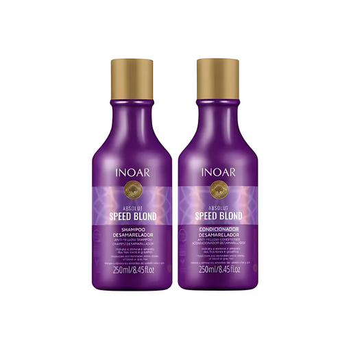 Inoar Speed Blond Kit Duo: Violet Toning Shampoo & Conditioner 8.45 fl oz each for blonde & gray hair – Buy now at MKPBR.COM – Worldwide Shipping