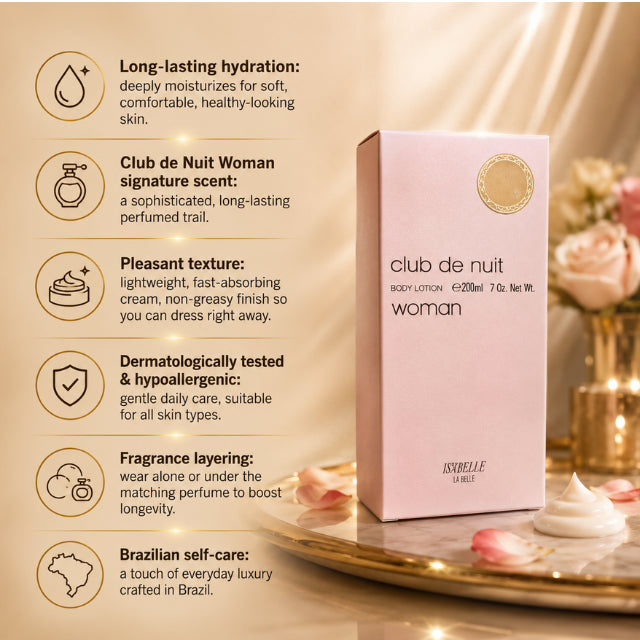 Isabelle La Belle Club de Nuit Woman Body Moisturizing Lotion Sophisticated Perfumed Scent – Buy now at MKPBR.COM – Worldwide Shipping
