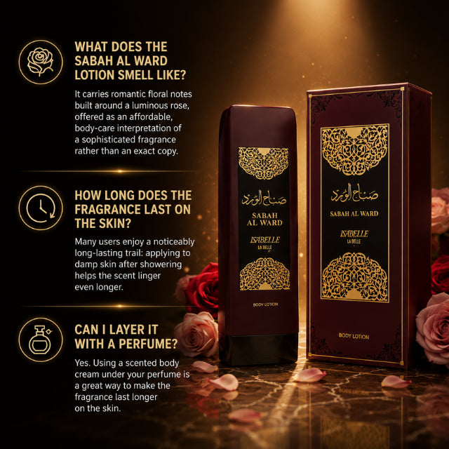  Isabelle La Belle Sabah Al Ward Body Moisturizing Lotion Fast-Absorbing and Non-Greasy – Buy now at MKPBR.COM – Worldwide Shipping