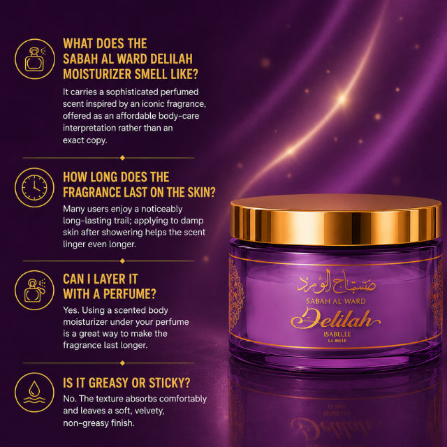 Isabelle La Belle Sabah Al Ward Delilah Body Moisturizing Lotion Fast-Absorbing and Non-Greasy – Buy now at MKPBR.COM – Worldwide Shipping