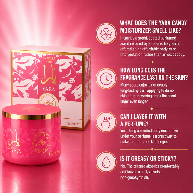 Isabelle La Belle Yara Candy Body Moisturizing Lotion Long-Lasting Hydration Formula – Buy now at MKPBR.COM – Worldwide Shipping