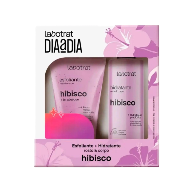 Labotrat Hibiscus Glow Renewal Kit featuring Glycolic Acid scrub and moisturizer – Buy now at MKPBR.COM – Worldwide Shipping

