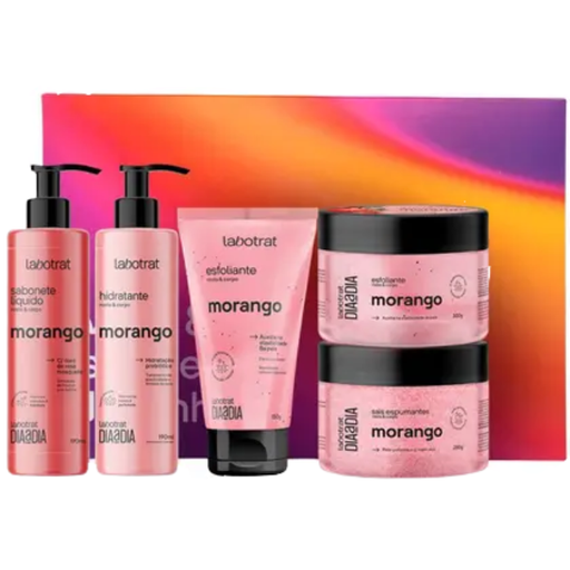 Labotrat Strawberry Bath Experience 5-Piece Kit showing complete spa ritual set – Buy now at MKPBR.COM – Worldwide Shipping