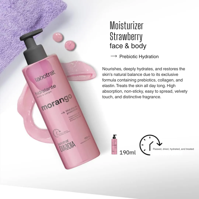 Labotrat Strawberry Prebiotic Moisturizer 6.42 oz for intense skin firming – Buy now at MKPBR.COM – Worldwide Shipping
